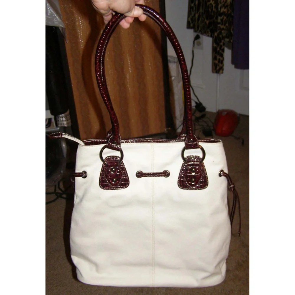🍷New Earth Axxessories canvas & faux leather bag Summer tote